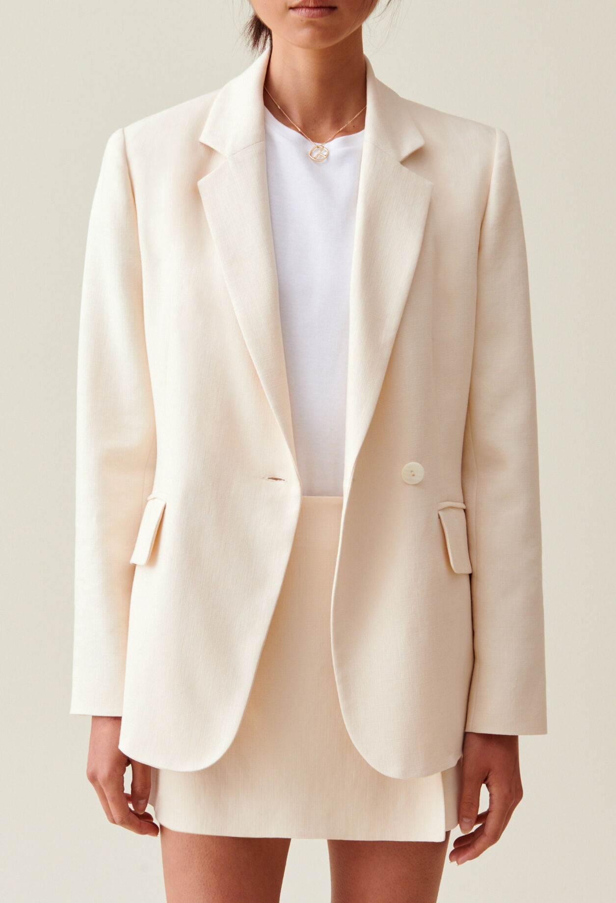 Chaqueta de traje marfil