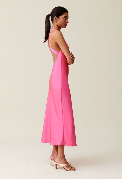 Vestido largo de raso