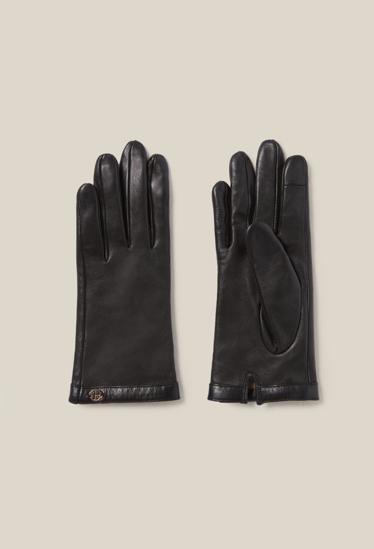Guantes cuero negro CP dorado
