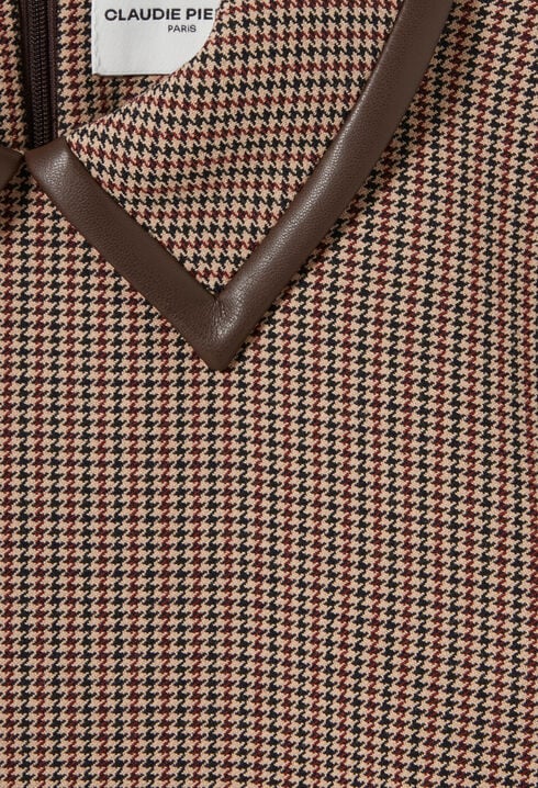 Vestido recto con cuero