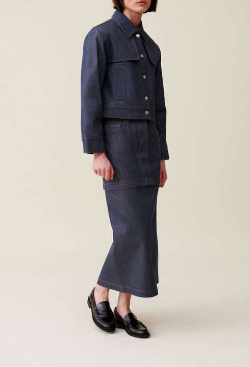 Chaqueta denim oscuro ancha