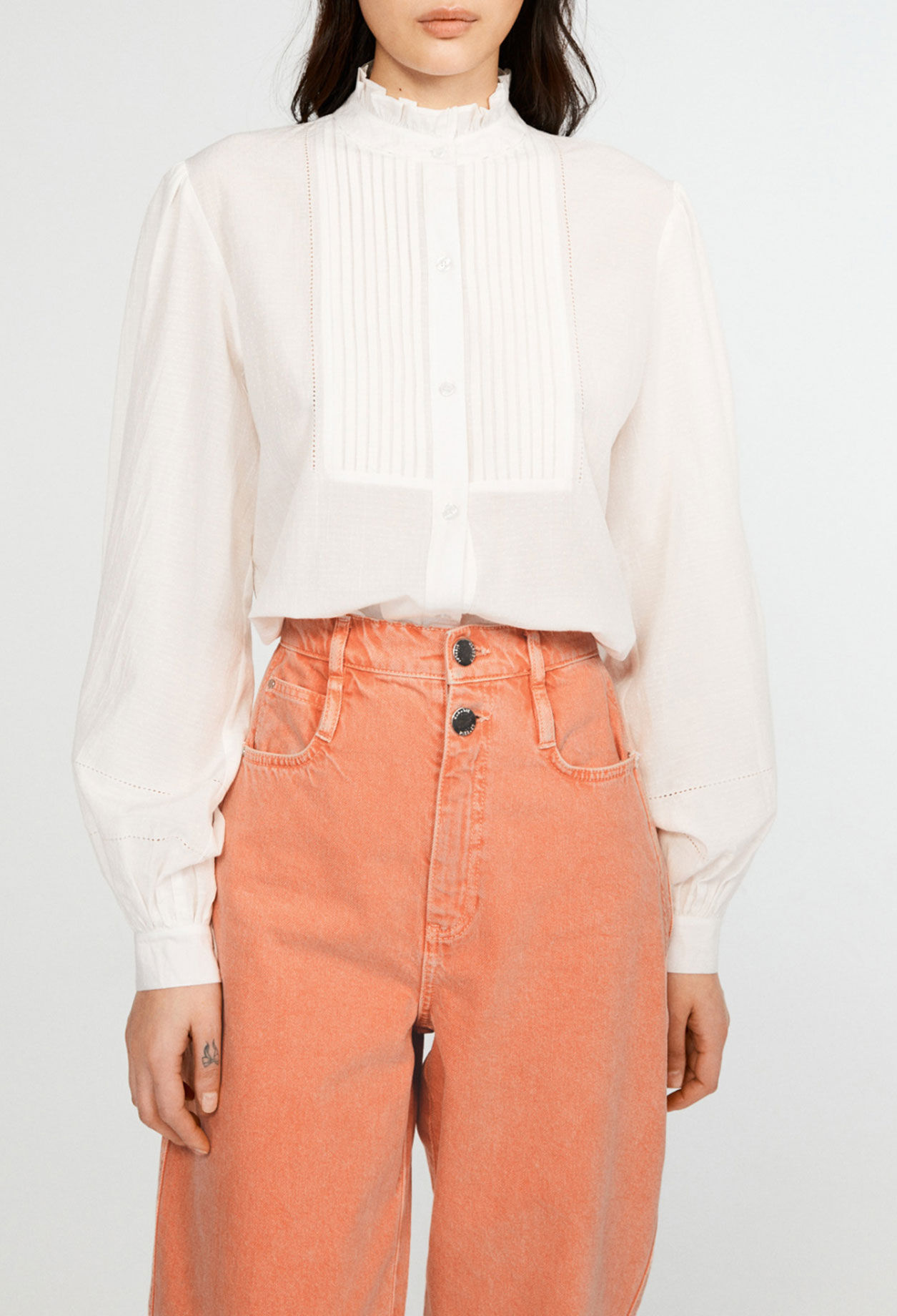 Blusa con lazo de algodón bio