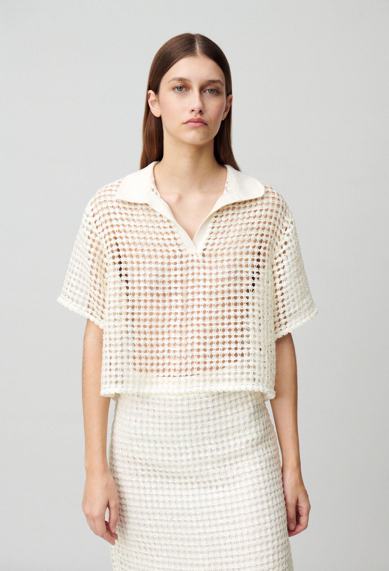 Top crochet de mangas cortas