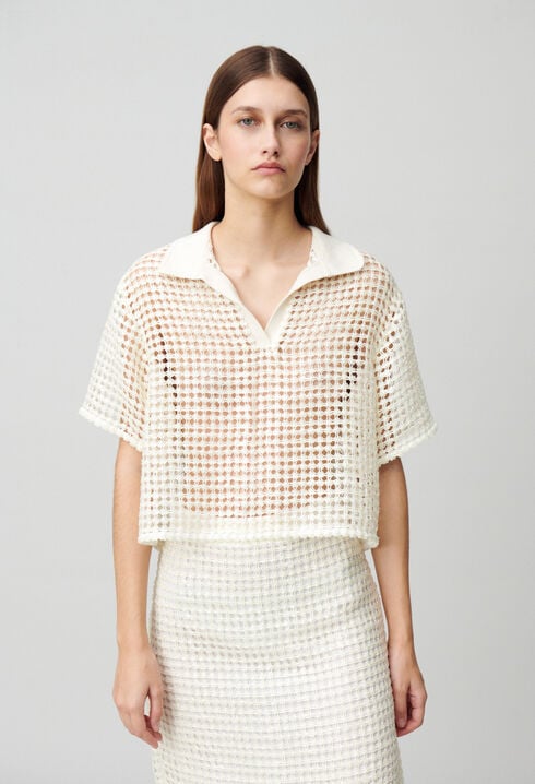 Top crochet de mangas cortas