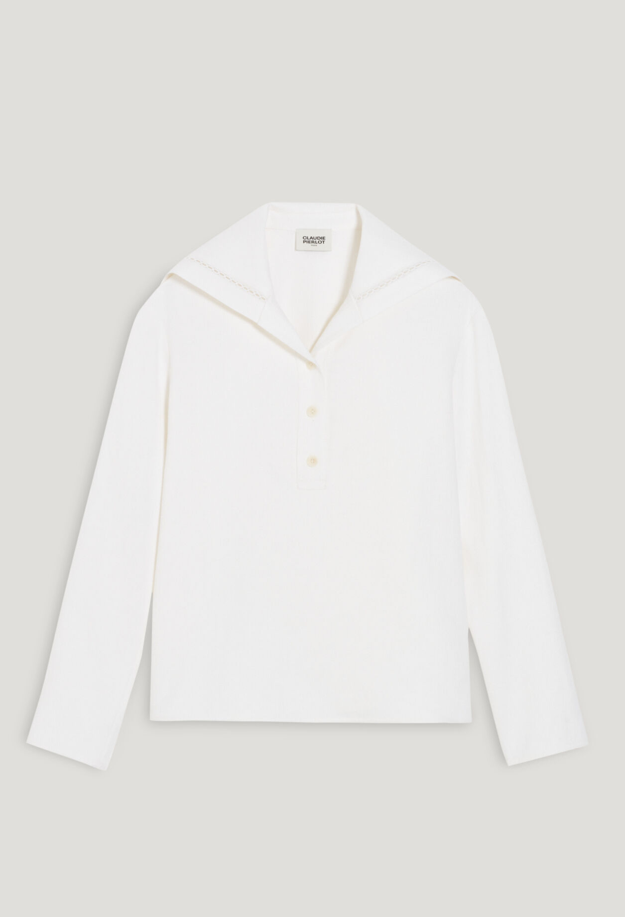Top con cuello marinero de color crudo