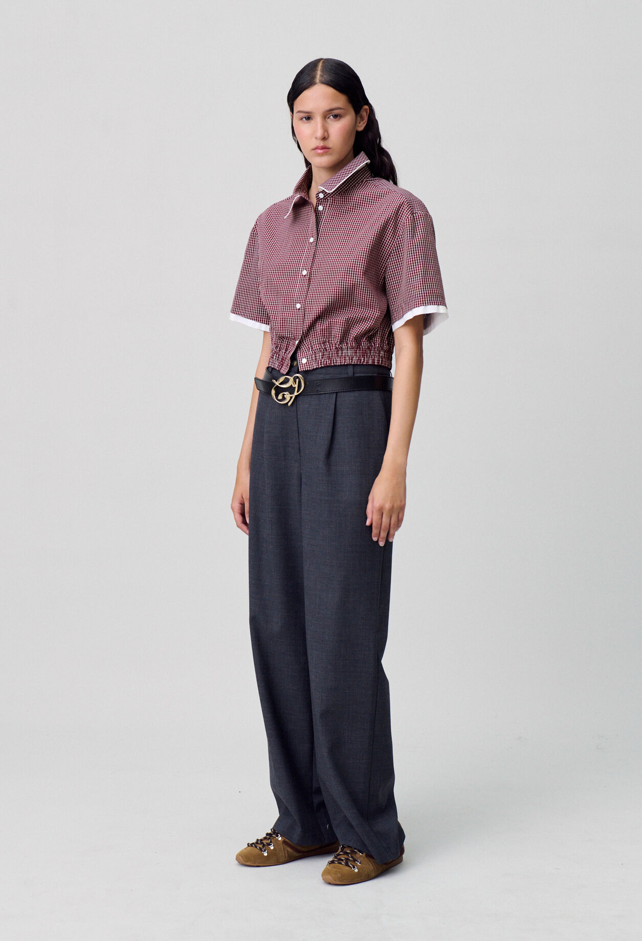 Camisa corta de cuadros