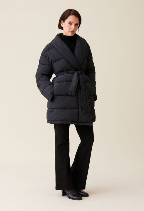 Chaqueta cuello chal con cinturón
