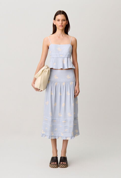 Falda midi de flores