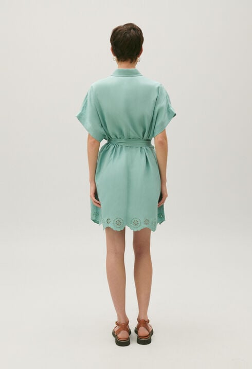 Vestido camisero corto bordados ingleses