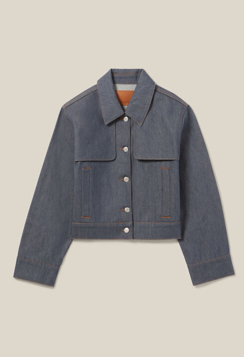 Chaqueta denim oscuro ancha