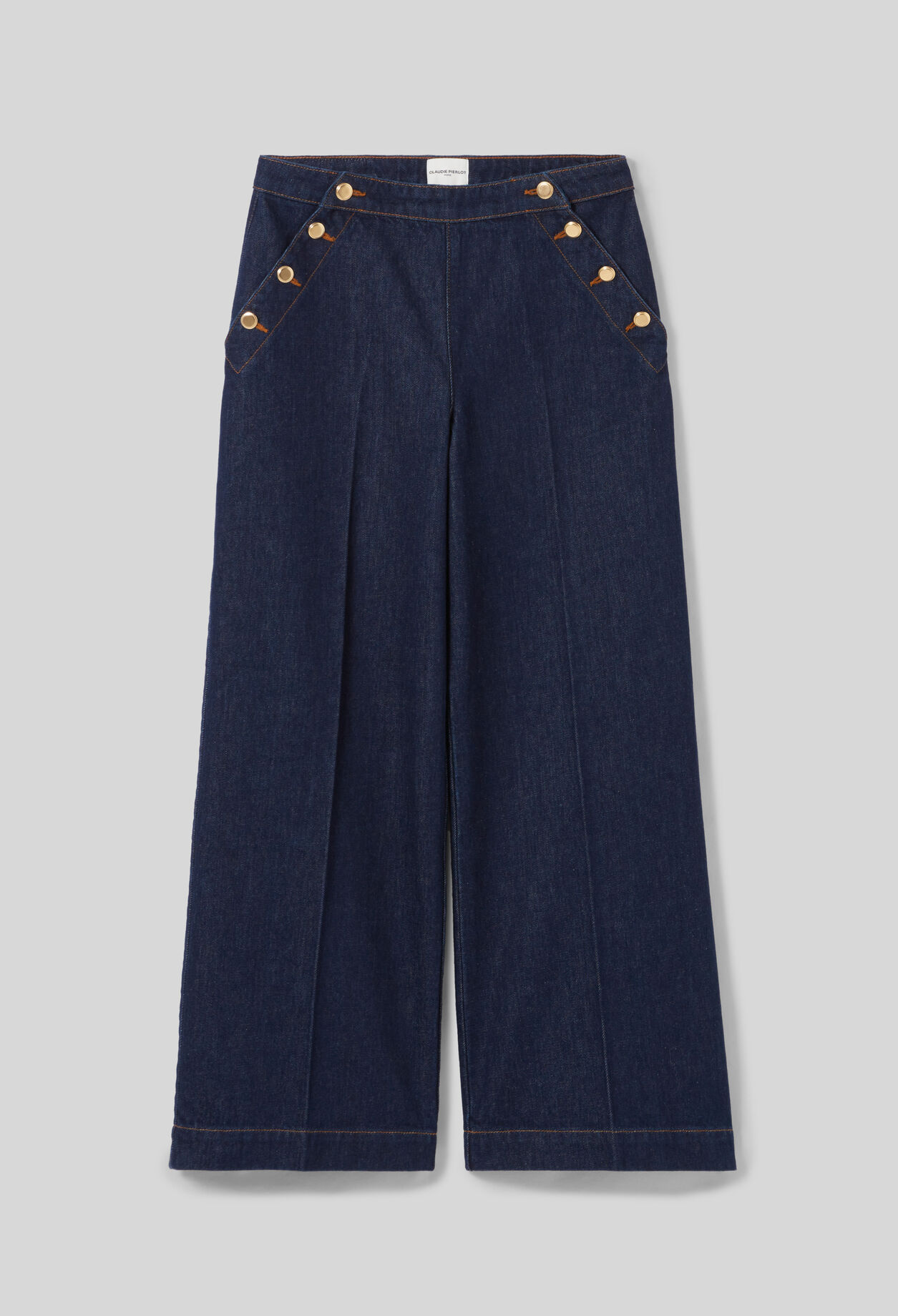 Pantalón vaquero ancho con botones