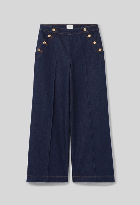 Pantalón vaquero ancho con botones