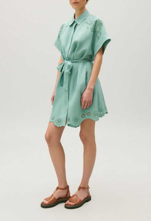 Vestido camisero corto bordados ingleses