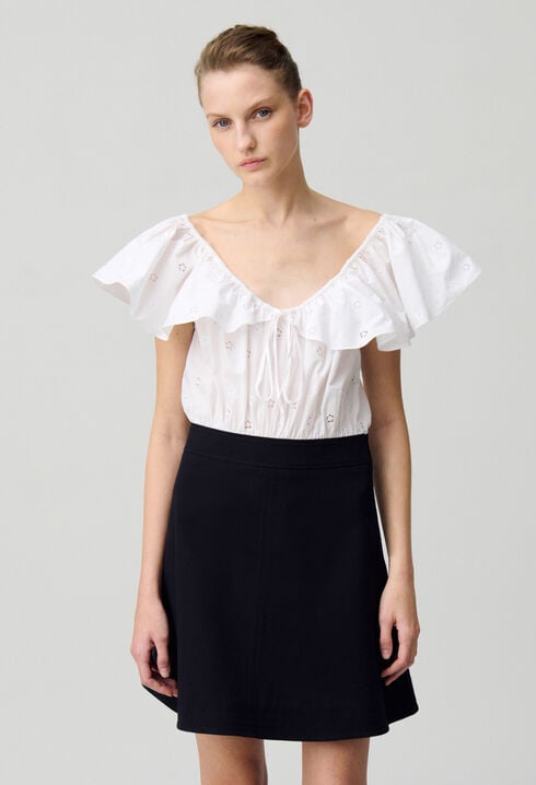 Vestido corto de dos tejidos