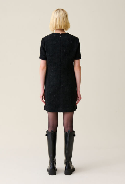 Vestido corto de tweed negro