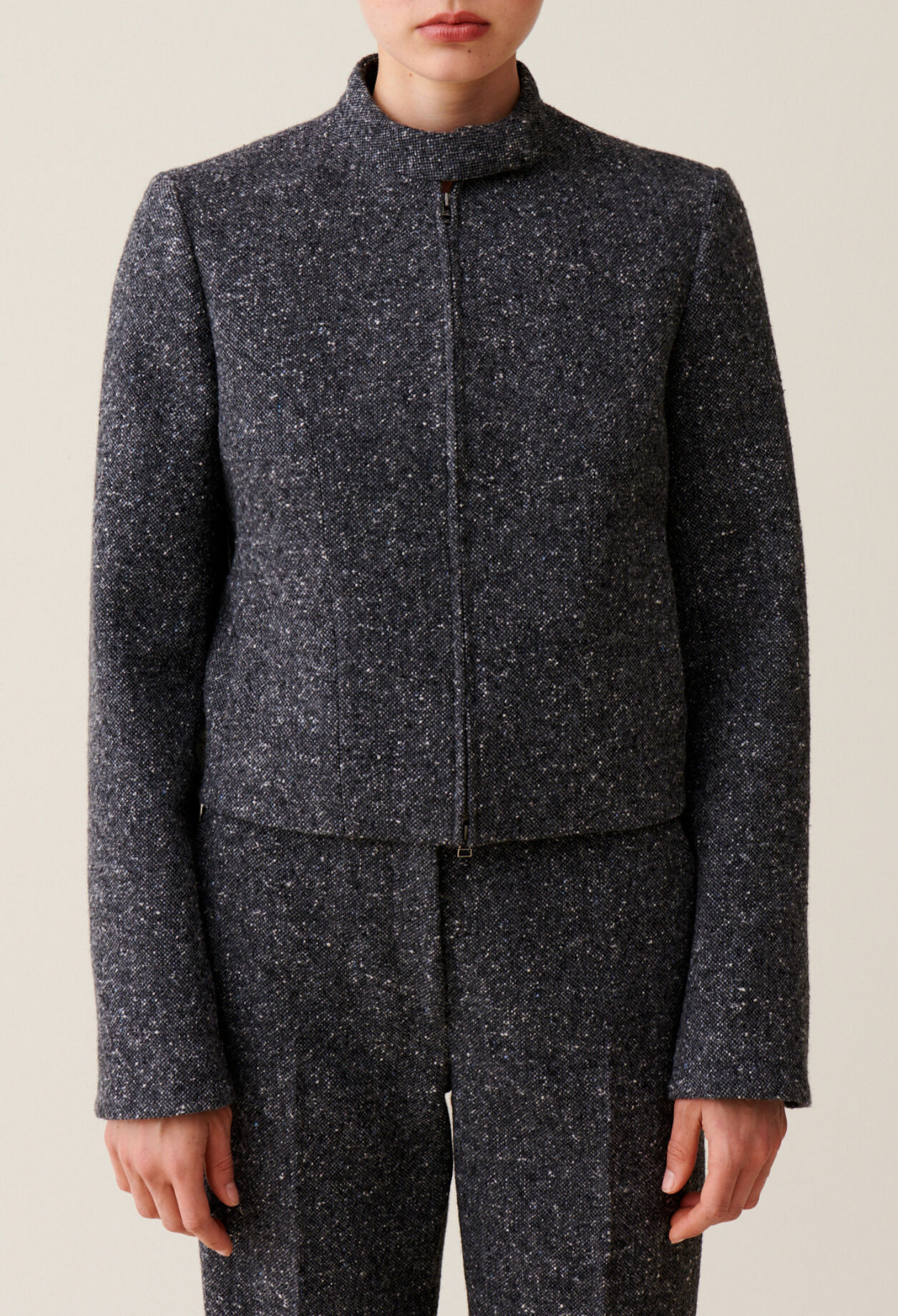 Chaqueta corta gris lana mezclada