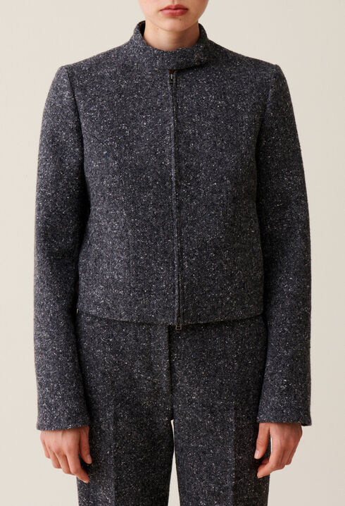 Chaqueta corta gris lana mezclada