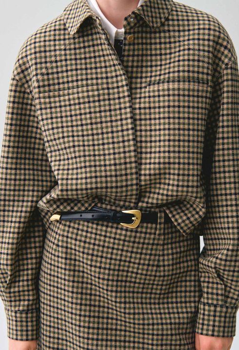 Chaqueta corta de lana a cuadros