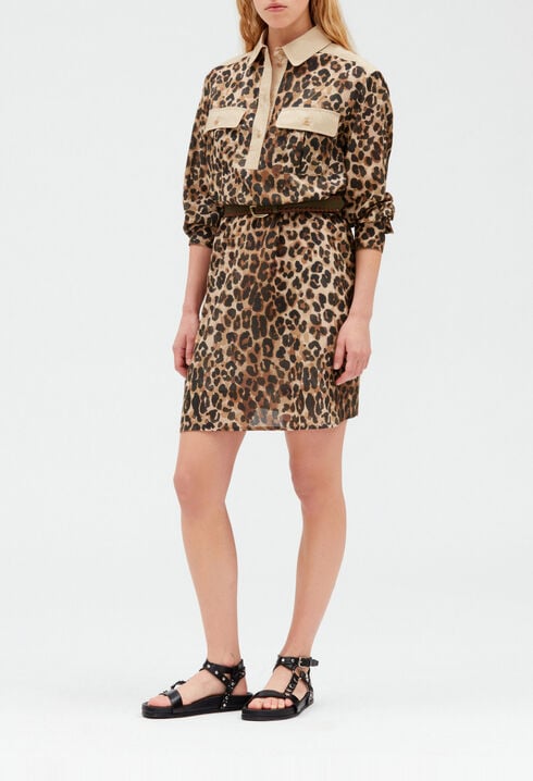 Vestido camisero midi de leopardo