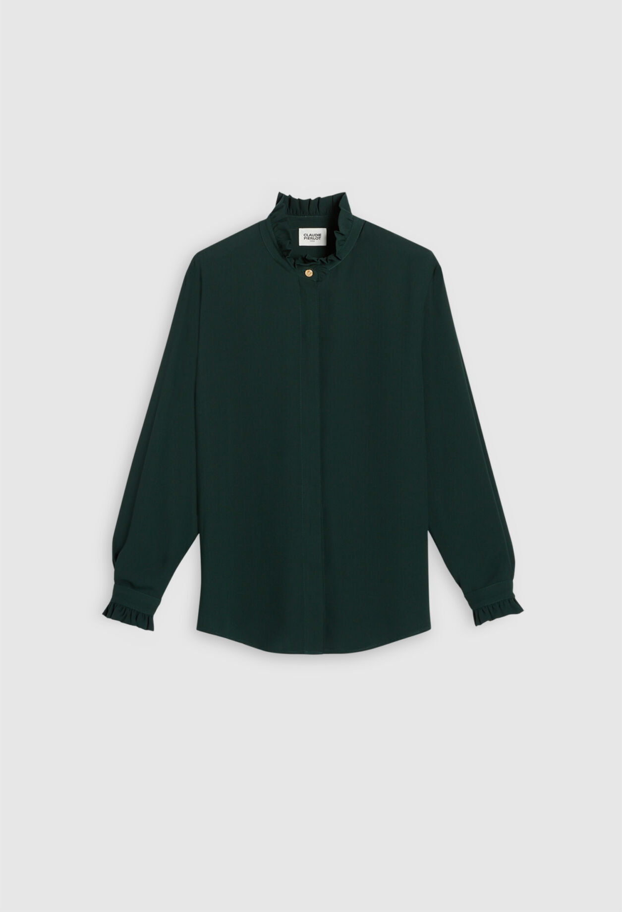 Camisa fluida con cuello de volantes