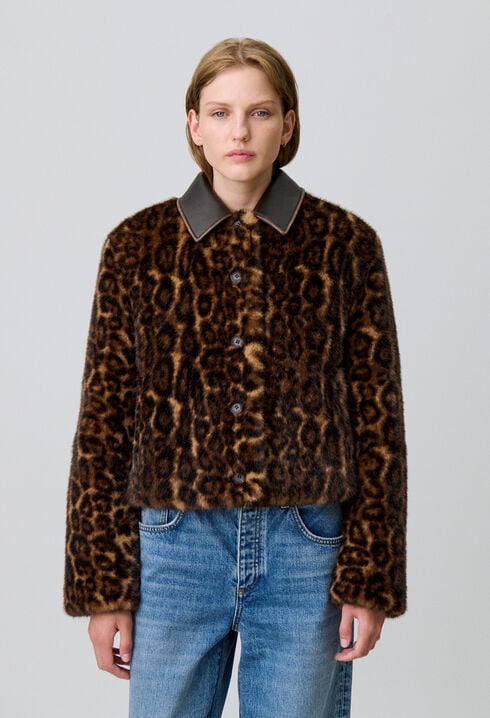 Abrigo de piel sintética leopardo