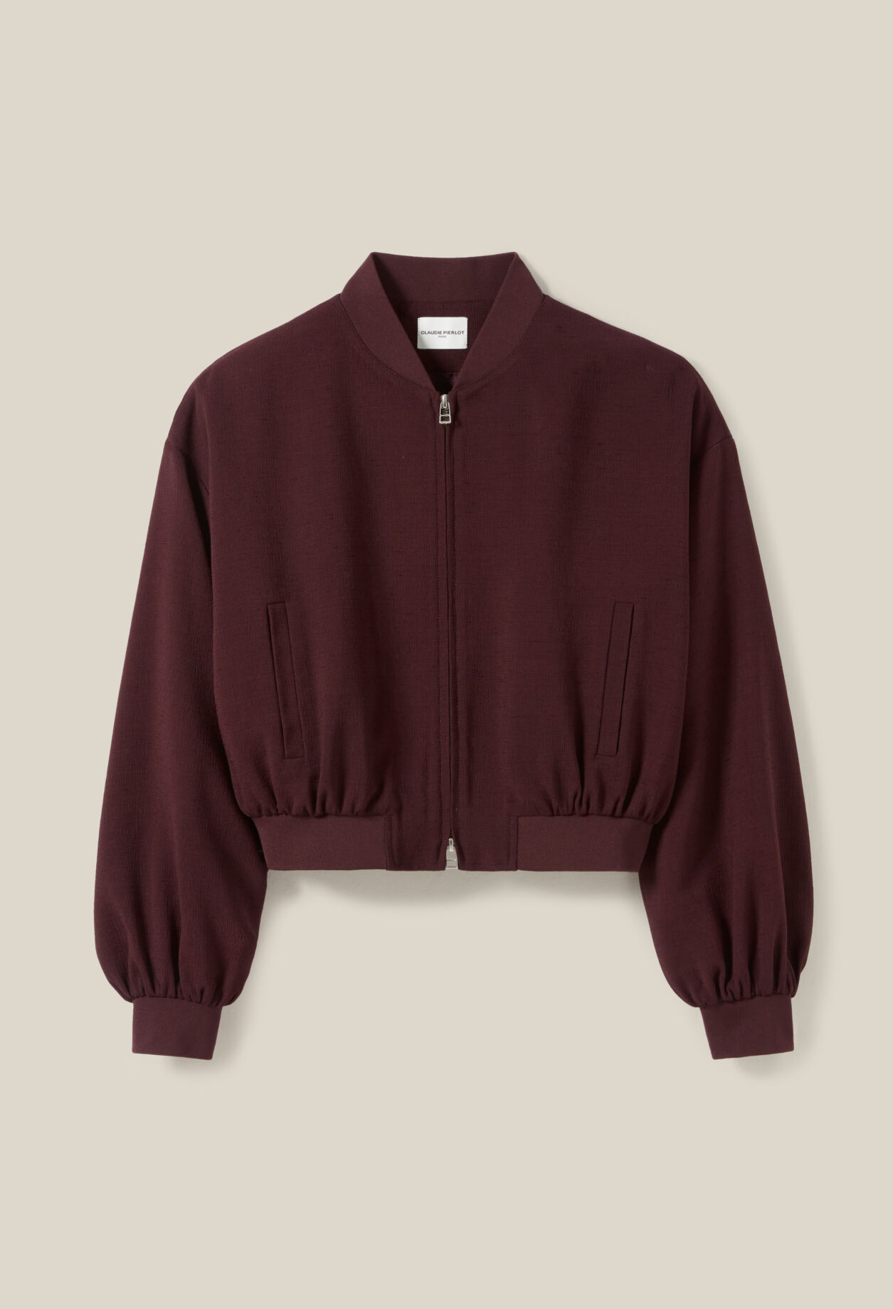 Bomber fluido capuchino cremallera