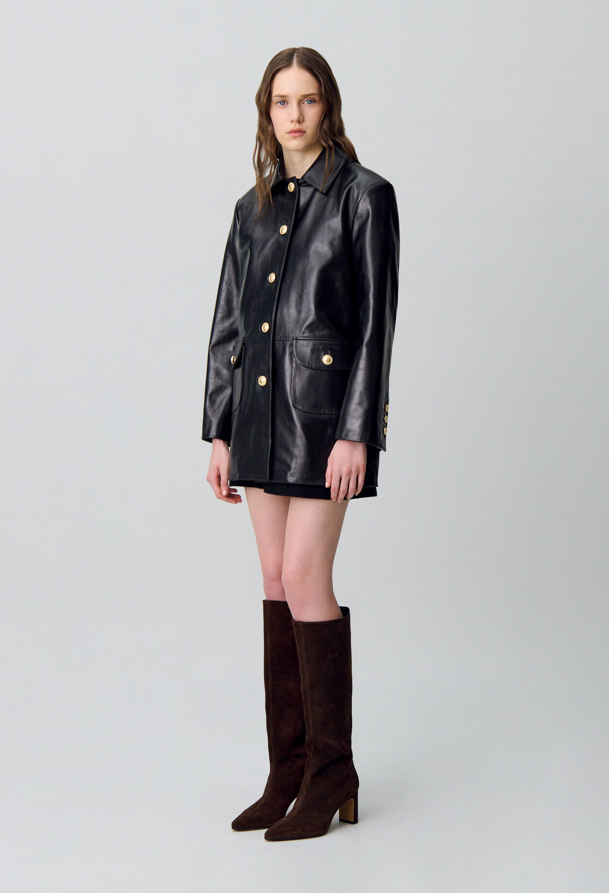 Chaqueta de cuero estilo oversize