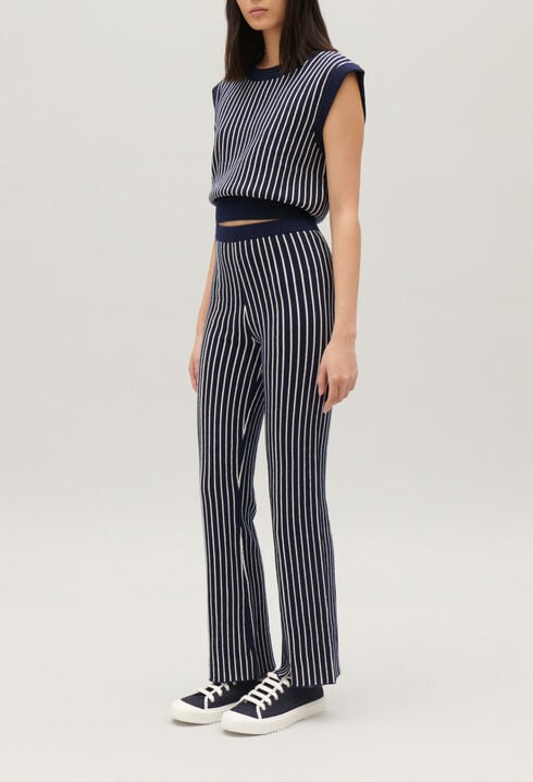 Pantalón de punto a rayas