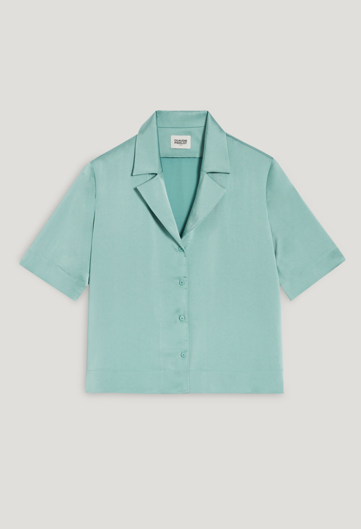 Camisa fluida satinada verde agua
