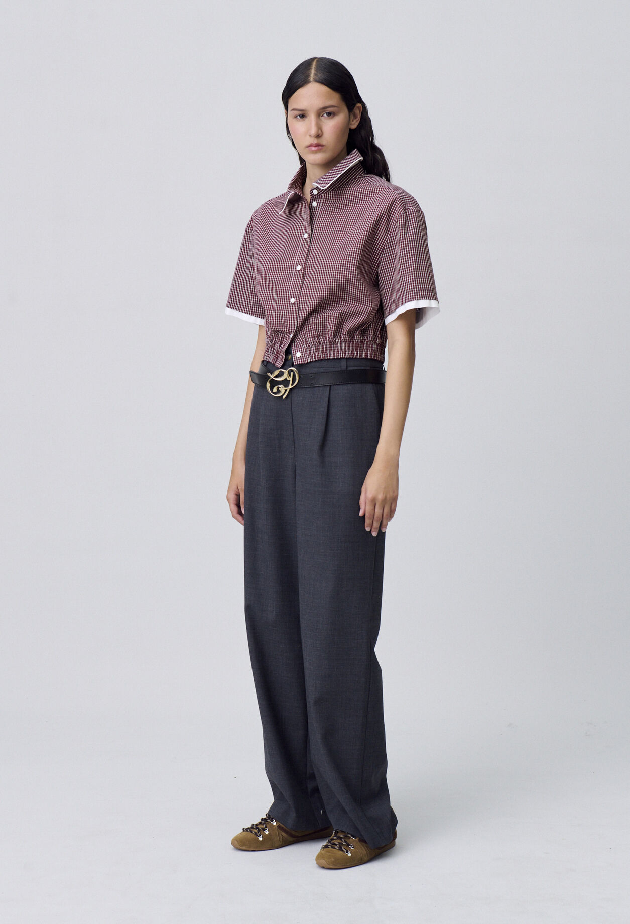 Camisa corta de cuadros