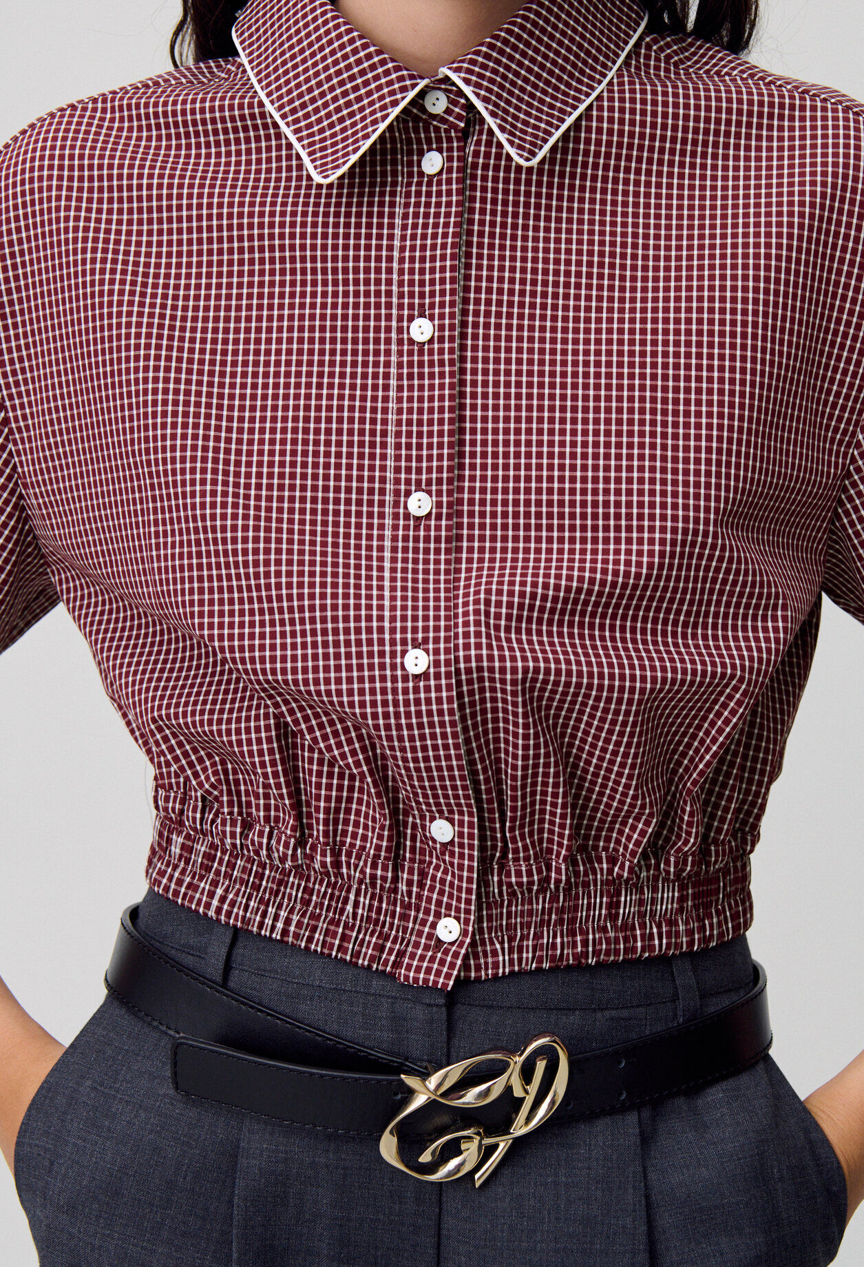 Camisa corta de cuadros