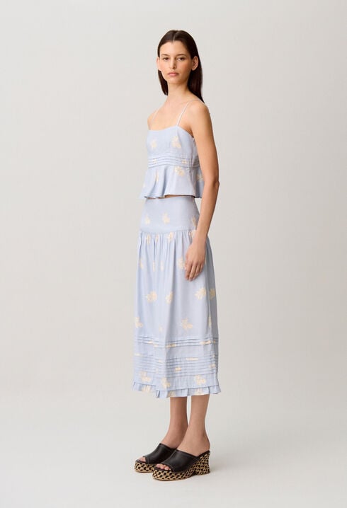Falda midi de flores