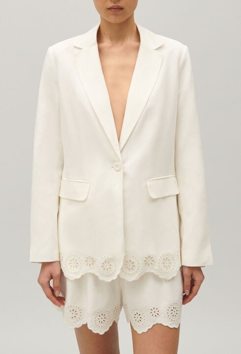 Chaqueta de traje mezcla de lino crudo