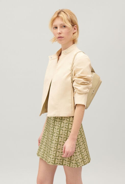 Cazadora biker beige claro