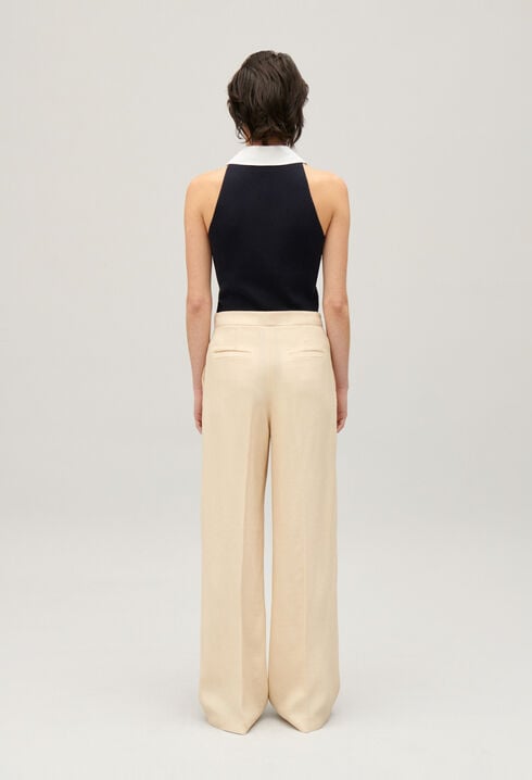 Pantal&oacute;n ancho en beige