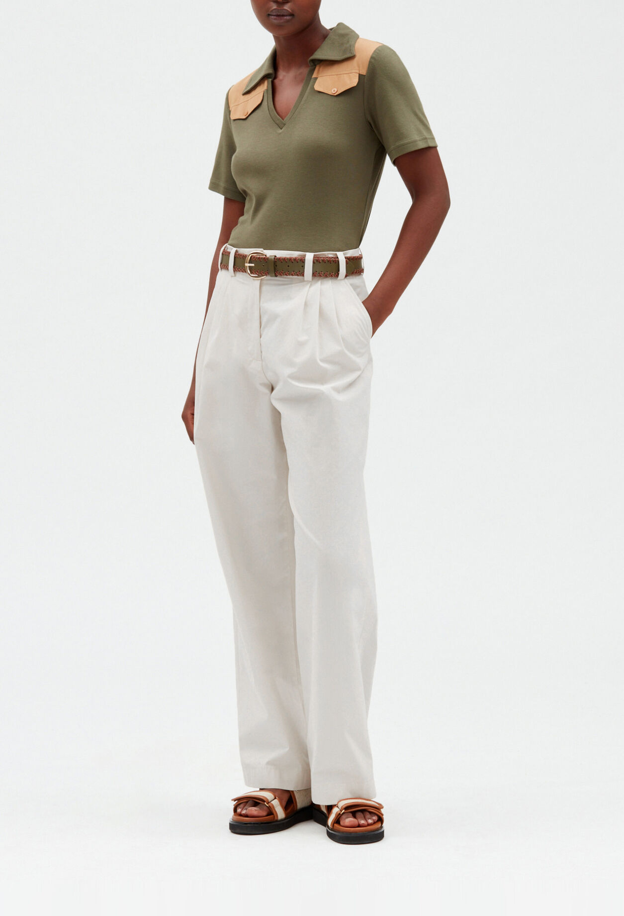Pantalón ancho marfil