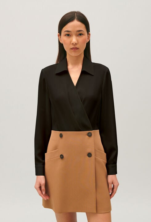 Vestido de sastre corto bicolor