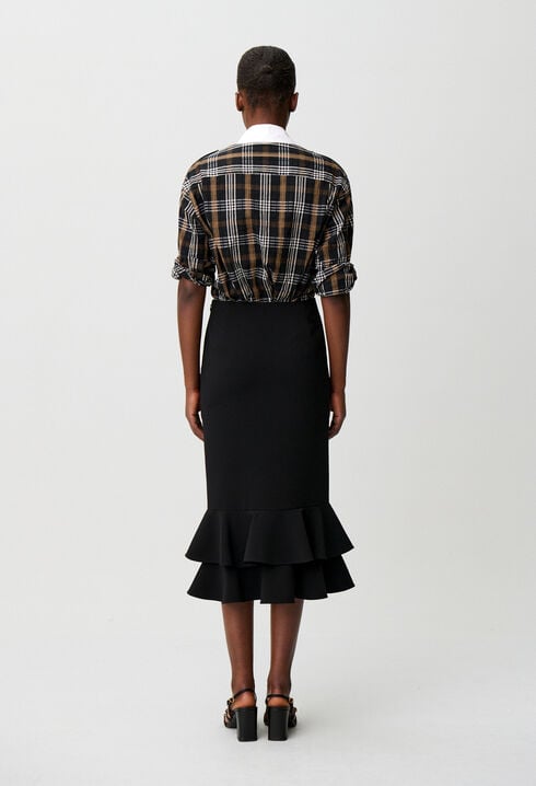 Falda midi volantes acampanados