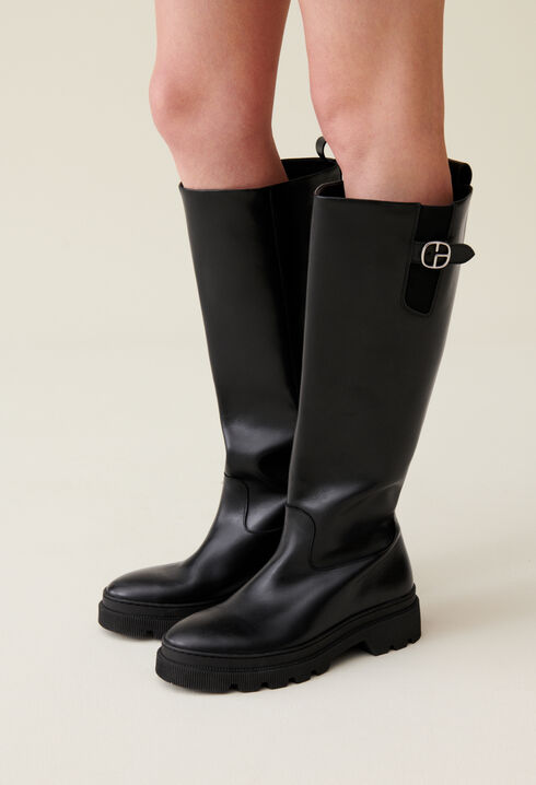 Botas altas de cuero liso