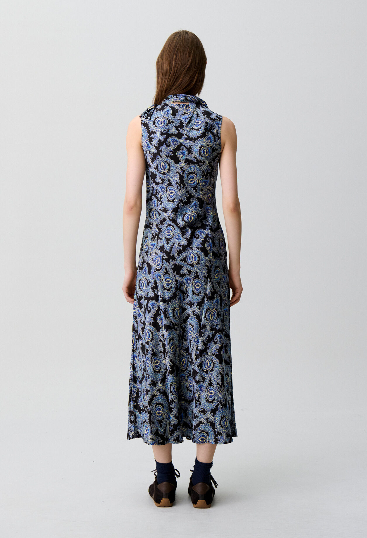 Vestido fluido satinado estampado