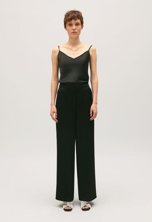 Pantalón de traje satinado negro