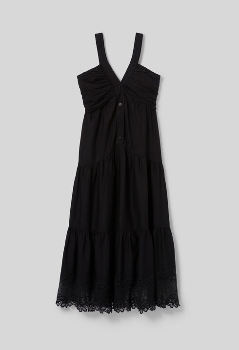 Vestido largo con bordados florales