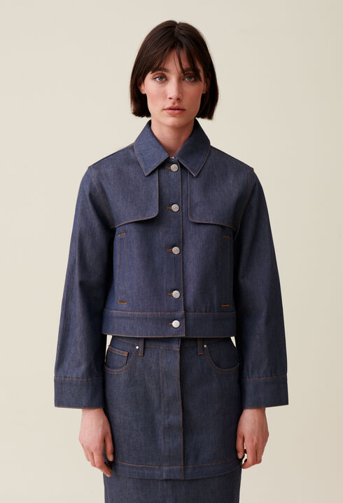 Chaqueta denim oscuro ancha