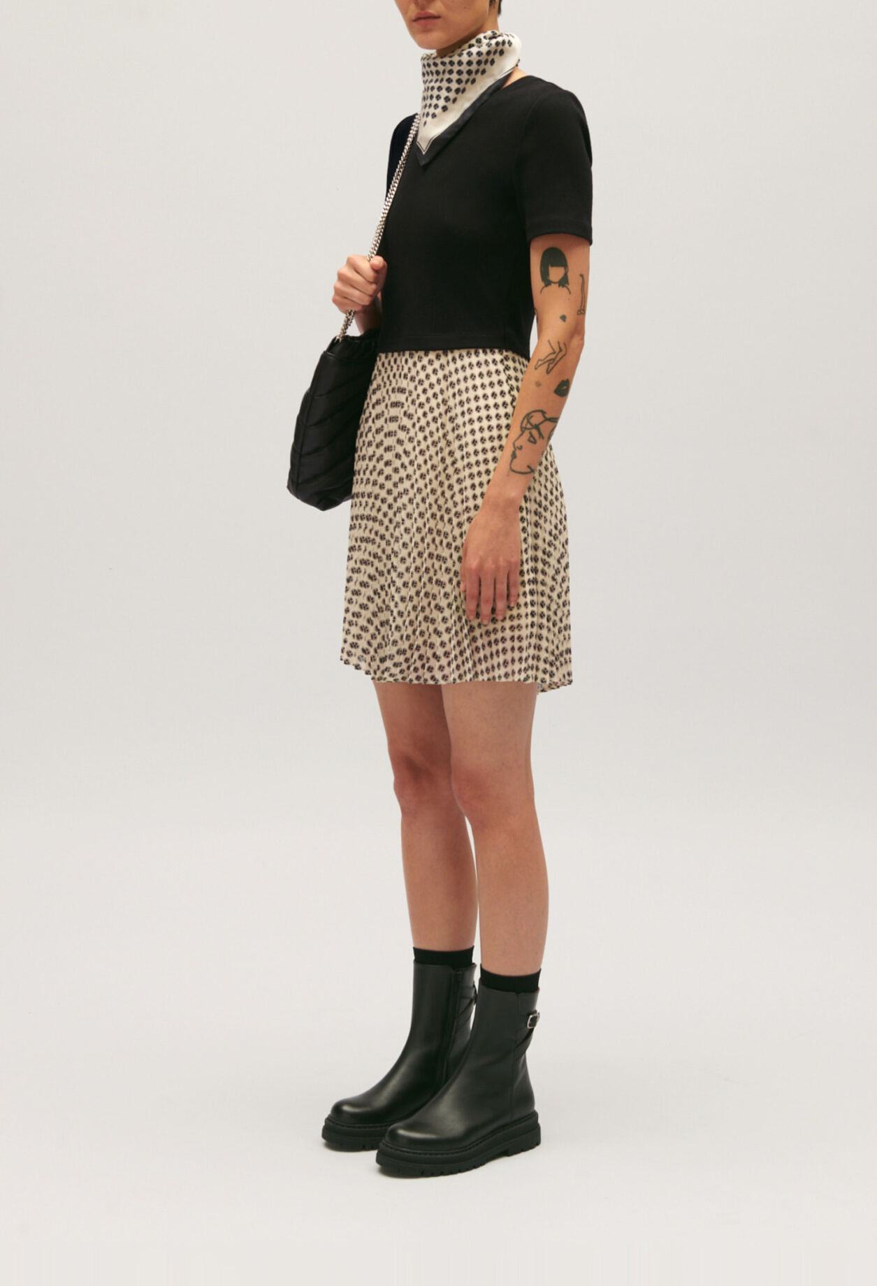 Vestido Teli corto bimaterial