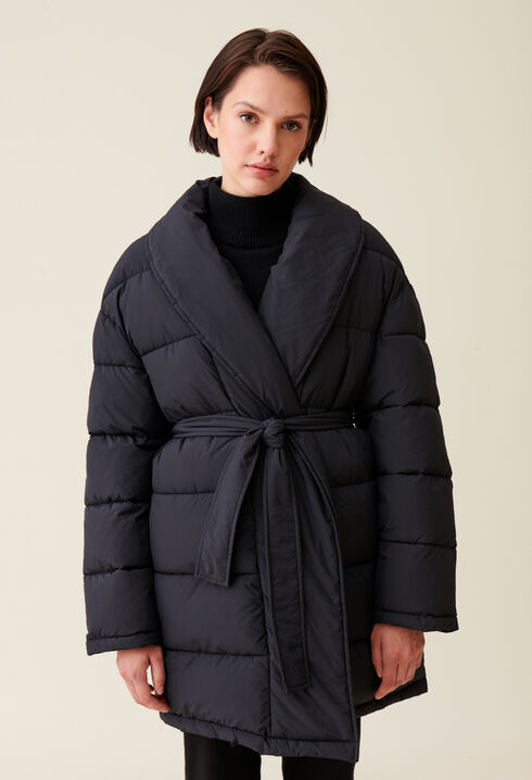 Chaqueta cuello chal con cinturón
