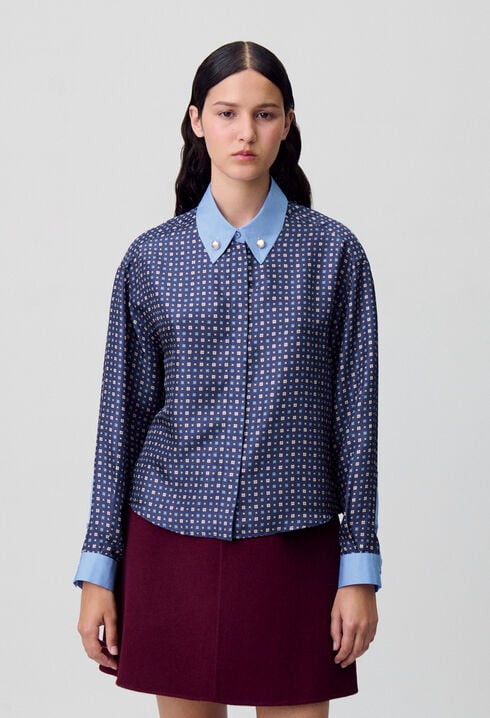 Camisa de seda estampada