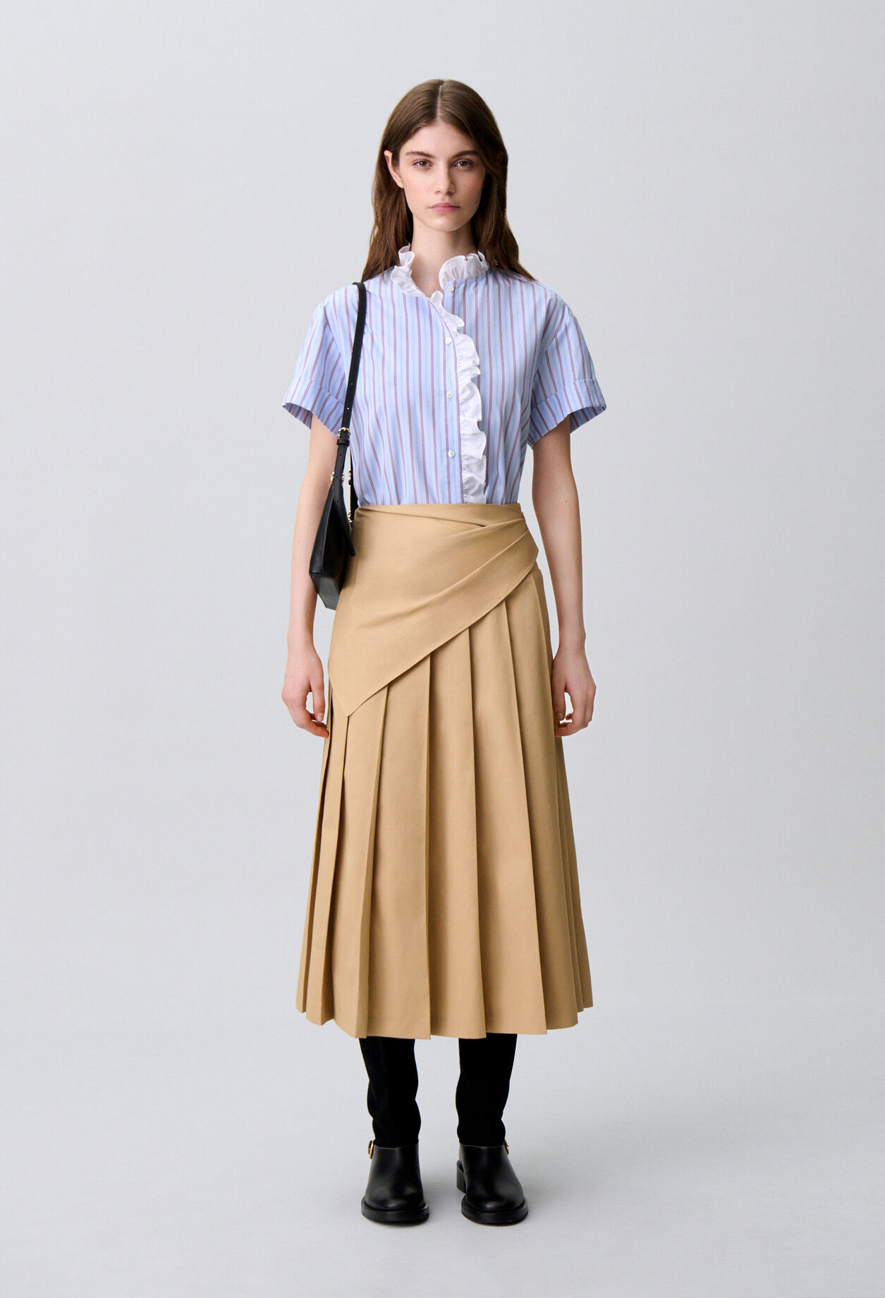 Camisa popel&iacute;n rayas con volantes