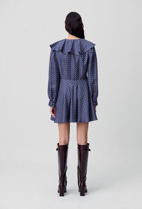 Vestido corto de seda estampada