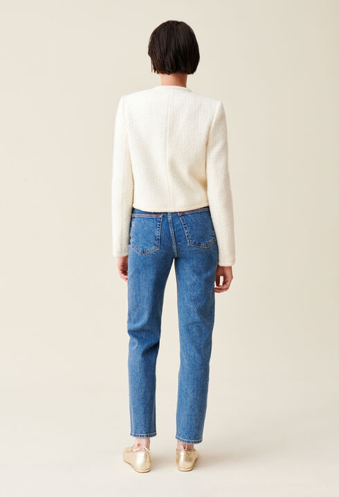 Chaqueta corta de tweed marfil 