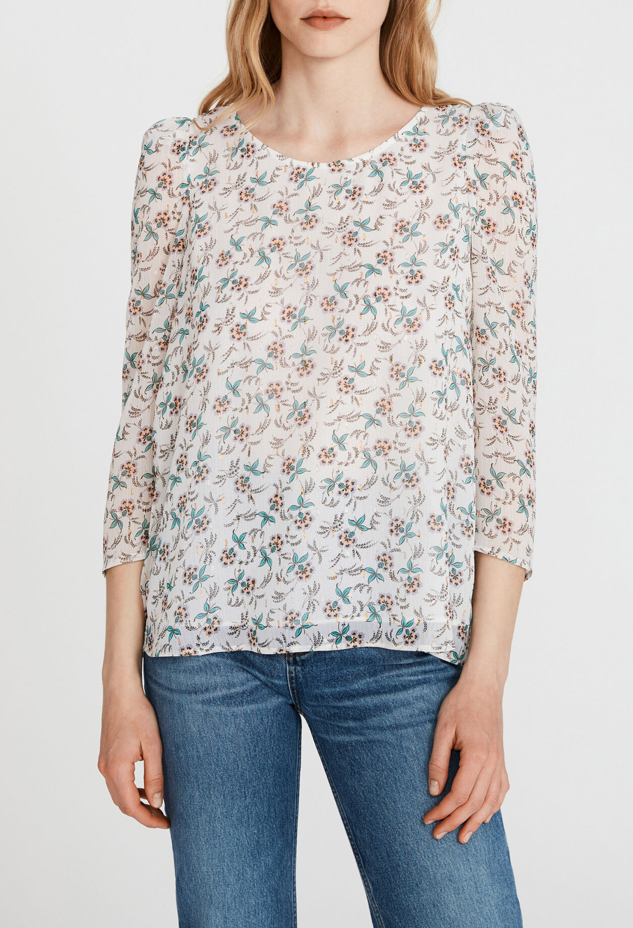 Camisa con estampado de flores de lúrex